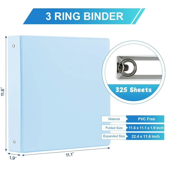 Alt view image 2 of 7 - 1.5'' 3-Ring-Binder with Pockets, 325 Sheets Capacity, 2 inch Binders fits 11" x 8.5" US Letter Size, Assorted 4 Pastel Colors - Ideal for School, Office, and Home Use (1.5 inch)