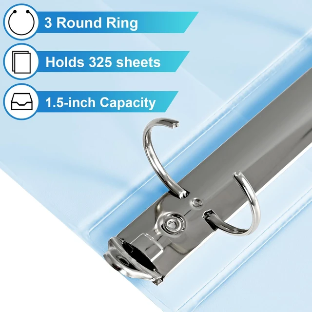 Alt view image 3 of 7 - 1.5'' 3-Ring-Binder with Pockets, 325 Sheets Capacity, 2 inch Binders fits 11" x 8.5" US Letter Size, Assorted 4 Pastel Colors - Ideal for School, Office, and Home Use (1.5 inch)