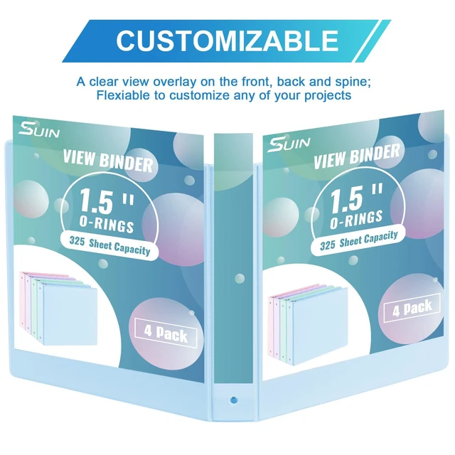 Alt view image 4 of 7 - 1.5'' 3-Ring-Binder with Pockets, 325 Sheets Capacity, 2 inch Binders fits 11" x 8.5" US Letter Size, Assorted 4 Pastel Colors - Ideal for School, Office, and Home Use (1.5 inch)