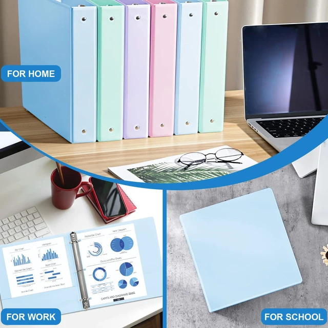 Alt view image 6 of 7 - 1.5'' 3-Ring-Binder with Pockets, 325 Sheets Capacity, 2 inch Binders fits 11" x 8.5" US Letter Size, Assorted 4 Pastel Colors - Ideal for School, Office, and Home Use (1.5 inch)