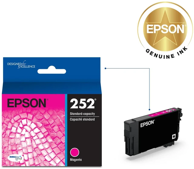 Alt view image 2 of 6 - 252 Genuine Standard Capacity Magenta Ink Cartridge T252320 Works With WorkForce WF-3620 WF-3640 WF-7110 WF-7210 WF-7610 WF-7620 WF-7710 WF-7720 Printers