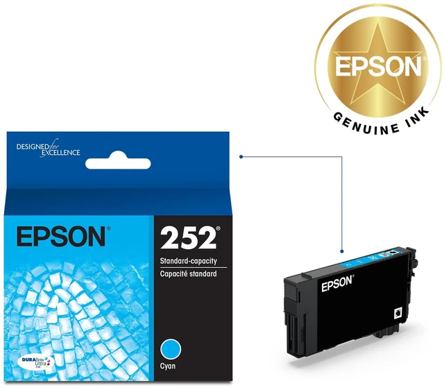 Alt view image 2 of 6 - 252 Genuine Ink Standard Capacity Cyan Cartridge T252220 Works With WorkForce WF-3620 WF-3640 WF-7110 WF-7210 WF-7610 WF-7620 WF-7710 WF-7720 Printers