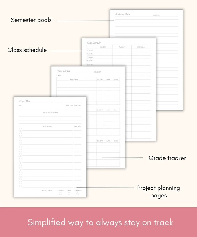 Alt view image 5 of 7 - Academic Planner 2026-2027 Undated Weekly College Student Planner College Planner 2026-2027 and School Planner 2026-2027 for High School, College, Nursing Students & Homeschool Year Planner