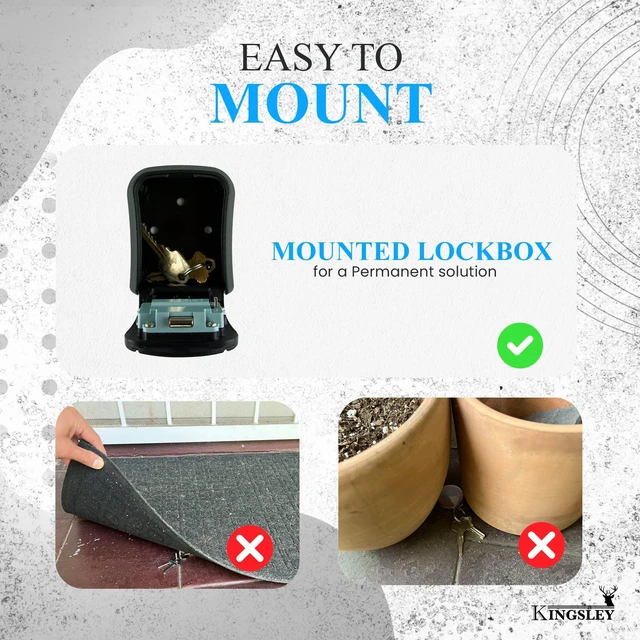 Alt view image 2 of 7 - QCH-807 Key Storage Box, Wall Mounted Resettable Code, Water Resistant, Realtor Key Lock Box, For AirBnB, Spare Keys, Home, Apartment