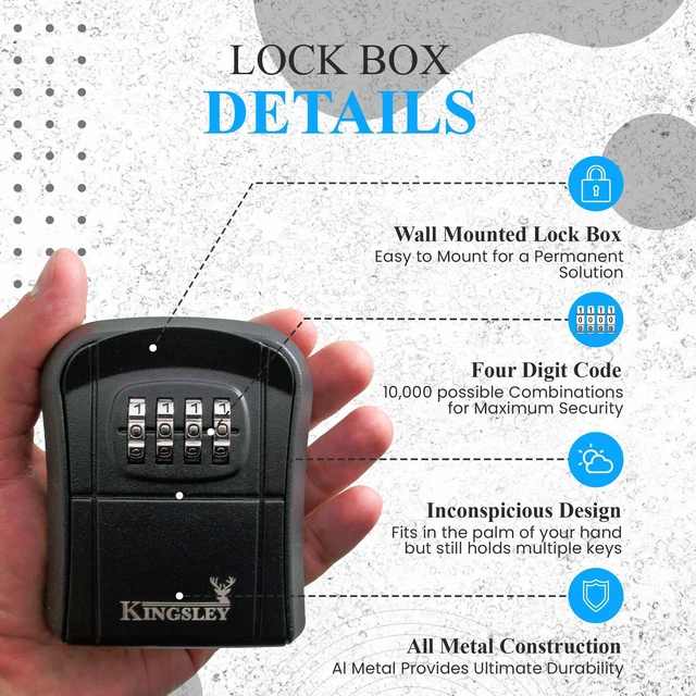 Alt view image 6 of 7 - QCH-807 Key Storage Box, Wall Mounted Resettable Code, Water Resistant, Realtor Key Lock Box, For AirBnB, Spare Keys, Home, Apartment