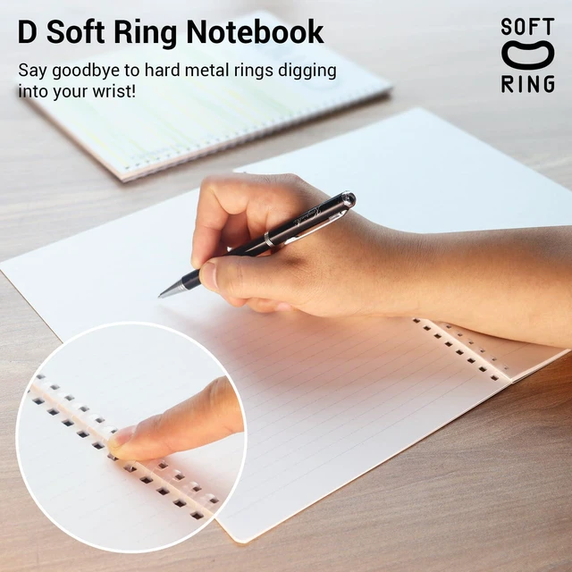 Alt view image 3 of 7 - Spiral Notebook Journal, 4 Pack Campus B5 Soft Ring Notebooks with Dotted A 7mm Rule, 40 Sheets, Aesthetic 1 Subject Notebook in Blue Pink Yellow Green, College Office Note Taking. Japan Import