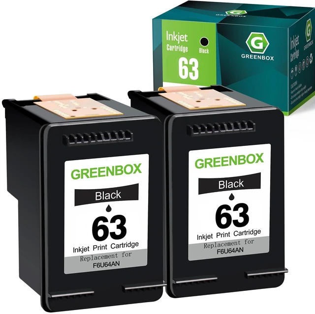 Main image of 63 Black Ink Cartridges High Yield for 63 Ink Cartridge, 2-Pack Replacement for HP 63 Ink for OfficeJet 3830 4650 5200 5255 5258 Envy 4510 4512 4520 DeskJet 1112 2130 3630 3632 Printer
