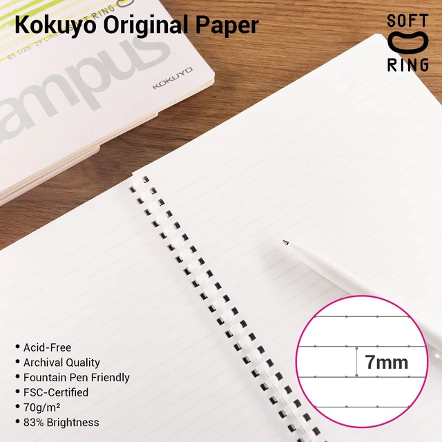 Alt view image 7 of 7 - Spiral Notebook Journal, 4 Pack Campus B5 Soft Ring Notebooks with Dotted A 7mm Rule, 40 Sheets, Aesthetic 1 Subject Notebook in Blue Pink Yellow Green, College Office Note Taking. Japan Import