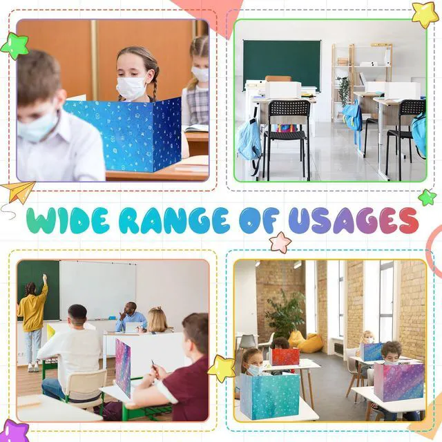 Alt view image 5 of 7 - 30 Pcs Privacy Folders for Students Desk,Watercolor,Stylish Color Trifold Desk Dividers for Classroom, Colored Privacy Partition Folders for Student Teacher Desks, 15.8 x 13.4 x 11.81 Inches