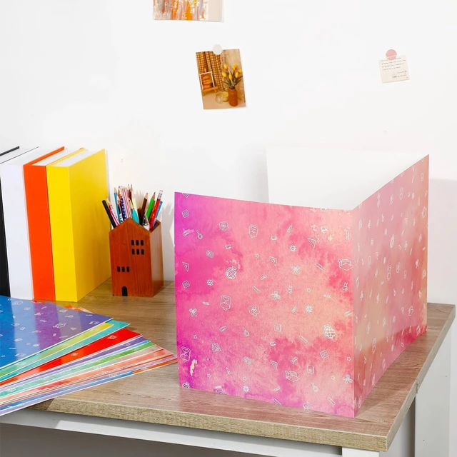 Alt view image 7 of 7 - 30 Pcs Privacy Folders for Students Desk,Watercolor,Stylish Color Trifold Desk Dividers for Classroom, Colored Privacy Partition Folders for Student Teacher Desks, 15.8 x 13.4 x 11.81 Inches