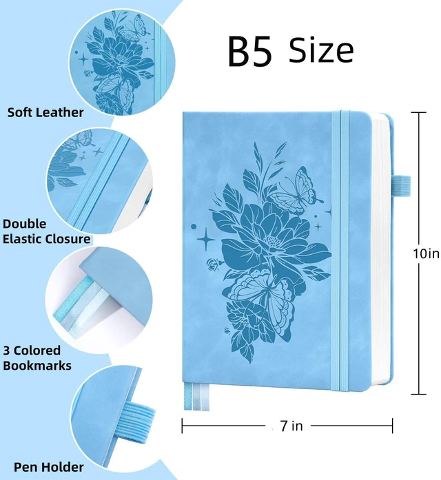 Alt view image 2 of 7 - Lined Journal Notebook 365 Pages, B5 Leather Journals for Writing Women Men Hardcover Notebook with 100GSM Thick Paper, Daily Journal Notebook for Travel, Work, School, Note Taking, College Ruled