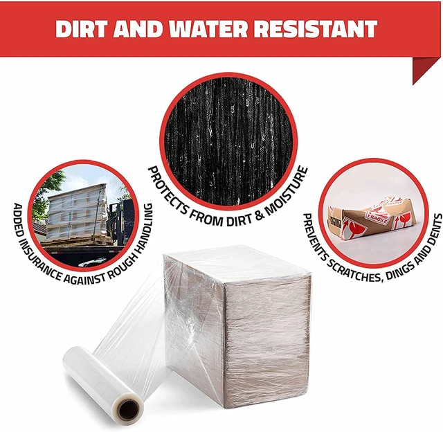 Alt view image 3 of 7 - 4 Pack Stretch Wrap 11 Inch 1000 Ft 60 Gauge with Handle Heavy Duty Industrial Strength Shrink Wrap Roll for Moving Supplies, Furniture, Pallet Wrapping and Packing Stretch Film
