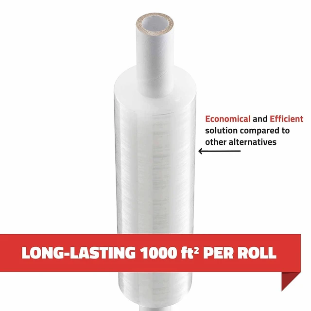 Alt view image 4 of 7 - 4 Pack Stretch Wrap 11 Inch 1000 Ft 60 Gauge with Handle Heavy Duty Industrial Strength Shrink Wrap Roll for Moving Supplies, Furniture, Pallet Wrapping and Packing Stretch Film