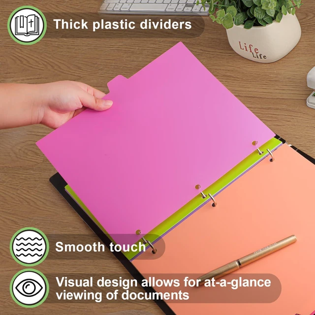 Alt view image 5 of 7 - 96Pcs/12 Set Binder Dividers with Tab,8 Color Tab for 3 Ring Binder Divider Page Folder Dividers for 3 Ring Binder, Sheet Paper Protectors, Plastic Tabbed File Dividers with Tabs