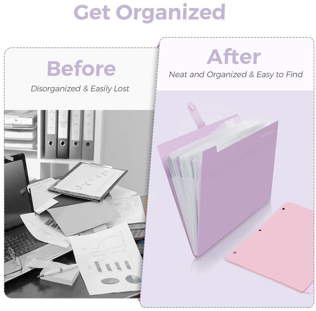 Alt view image 5 of 7 - School Supplies Set 1" 3-Ring Binder, 2 Expanding File Folders, 3 Spiral Notebooks, 8 Tab Dividers & Pencil Pouch Cute Stationery for High School Stude, College Essentials Purple