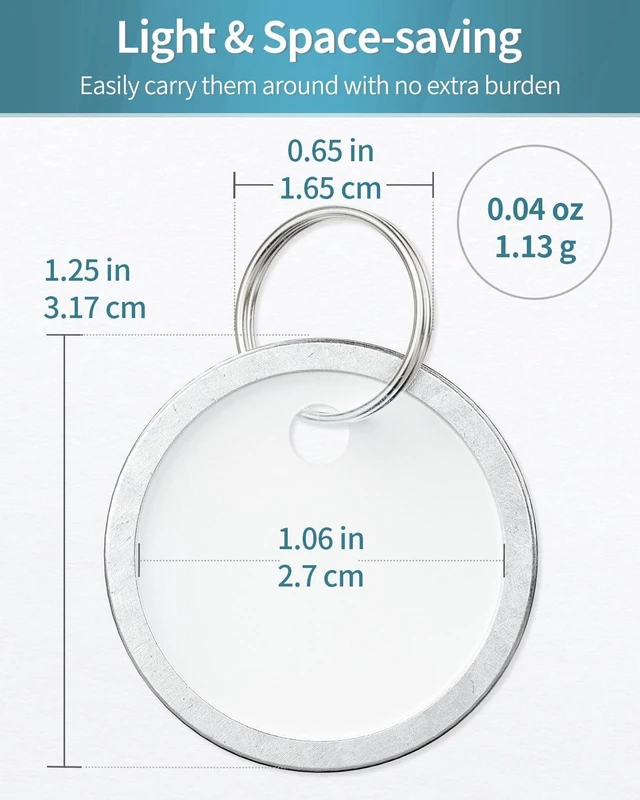 Alt view image 6 of 7 - 200 Pcs Key Tags 1 Inch White Paper Labels Writable Round Plastic Key Chain Tags with Split Rings Sturdy Lightweight Item Identifiers