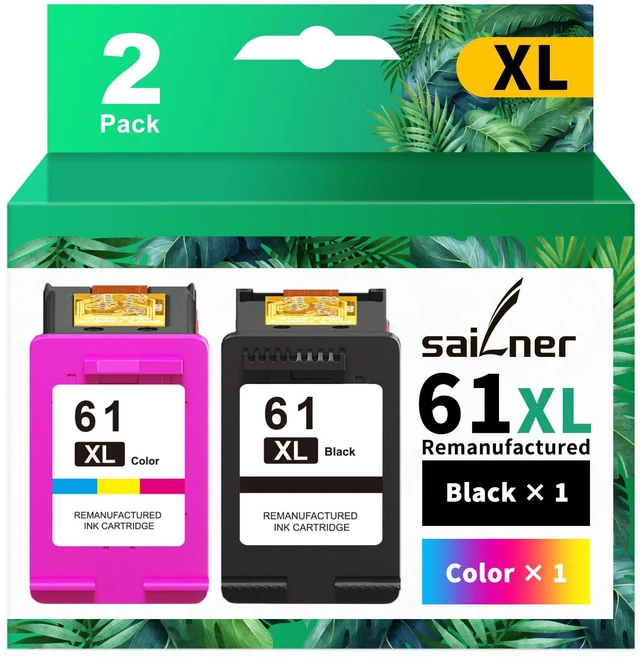 Main image of 61XL Ink Cartridge Black and Color Combo Pack Replacement for HP Ink 61 2PK for HP61 XL HP61XL Work With Envy 4500 4501 4502 5530 4503 4504 4505 5531 Officejet 4630 4635 Deskjet 2540 3510 1010 Printer