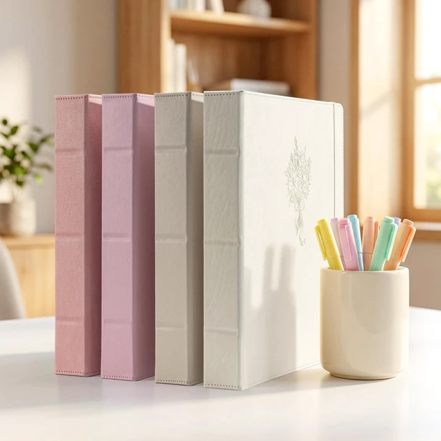 Alt view image 7 of 7 - Leather 3 Ring Binder for Letter Size Documents with PVC Pocketed Dividers, 1 Inch Round Rings, Holds 175 Sheets, Binders with Storage Bag & Notepad, for Office School Home Organization, pink