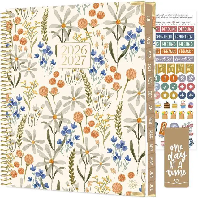 Main image of HARDCOVER Planner 2026-2027 (8.5" x 11") Academic Year (July 2026 - July 2027) - 13 Months Task Goal Planner for Women - Monthly & Weekly Agenda Book - Whimsical Wildflowers