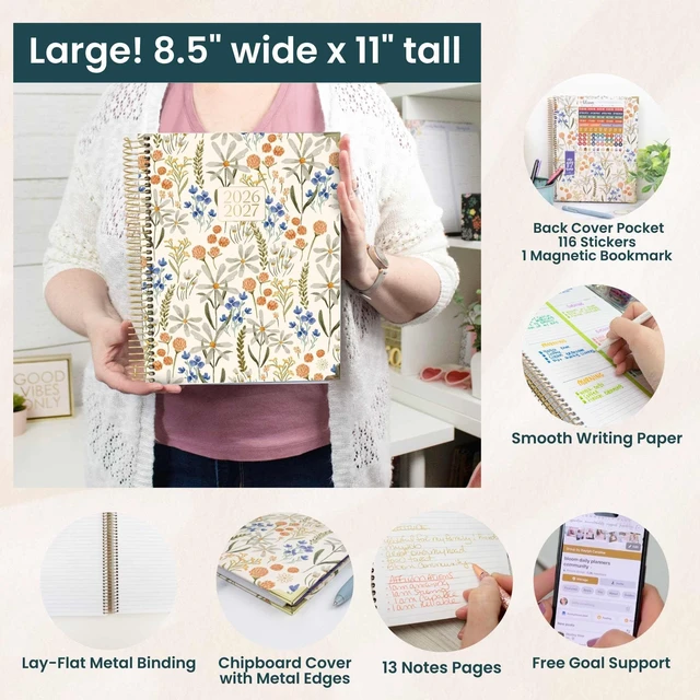 Alt view image 5 of 7 - HARDCOVER Planner 2026-2027 (8.5" x 11") Academic Year (July 2026 - July 2027) - 13 Months Task Goal Planner for Women - Monthly & Weekly Agenda Book - Whimsical Wildflowers