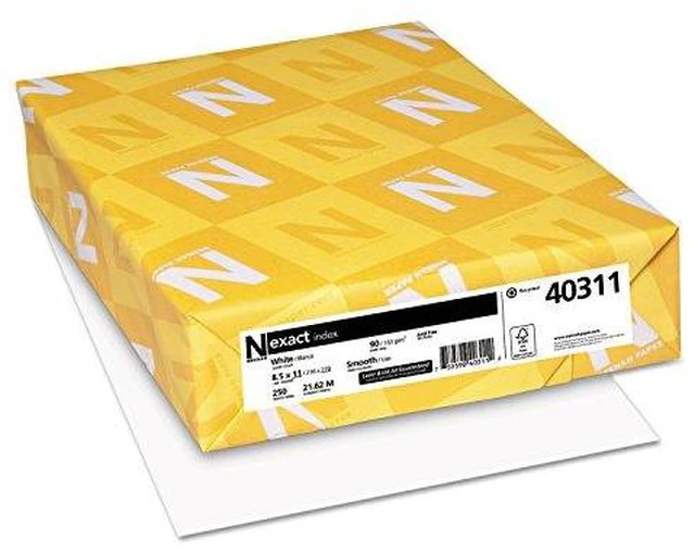 Alt view image 4 of 5 - Paper 40311 Exact Index Card Stock, 90lb, 94 Bright, 8 1/2 x 11, White, 250 Sheets, (Pack of 1)