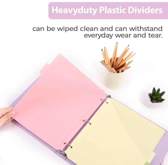 Alt view image 6 of 7 - 6 Tabs Dividers with Two Pockets, Plastic Binder Dividers, 3 Sets Dividers for 3 Ring Binders,Extend Beyond Sheet Protectors, Binder Organizer for School Office and Home Organization
