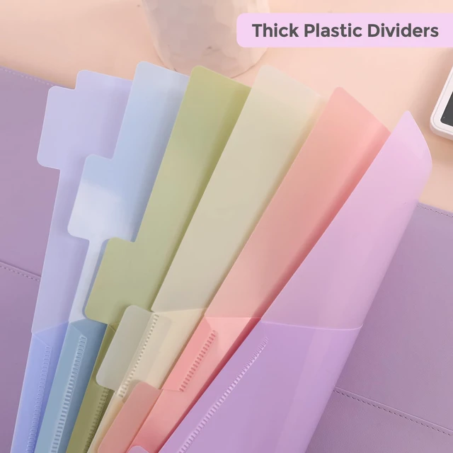 Alt view image 7 of 7 - 6 Tabs Dividers with Two Pockets, Plastic Binder Dividers, 3 Sets Dividers for 3 Ring Binders,Extend Beyond Sheet Protectors, Binder Organizer for School Office and Home Organization