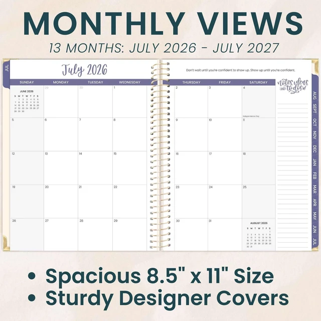 Alt view image 3 of 7 - HARDCOVER Planner 2026-2027 (8.5" x 11") Academic Year (July 2026 - July 2027) - 13 Months Task Goal Planner for Women - Monthly & Weekly Agenda Book - So Many Reasons to Be Happy
