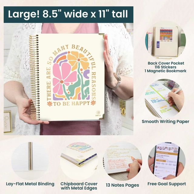 Alt view image 5 of 7 - HARDCOVER Planner 2026-2027 (8.5" x 11") Academic Year (July 2026 - July 2027) - 13 Months Task Goal Planner for Women - Monthly & Weekly Agenda Book - So Many Reasons to Be Happy