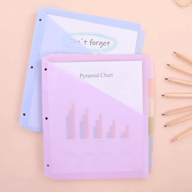 Alt view image 4 of 7 - 6 Tabs Dividers with Two Pockets, Plastic Binder Dividers, 3 Sets Dividers for 3 Ring Binders,Extend Beyond Sheet Protectors, Binder Organizer for School Office and Home Organization