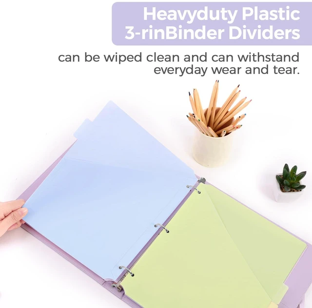 Alt view image 6 of 7 - 6 Tabs Dividers with Two Pockets, Plastic Binder Dividers, 3 Sets Dividers for 3 Ring Binders,Extend Beyond Sheet Protectors, Binder Organizer for School Office and Home Organization