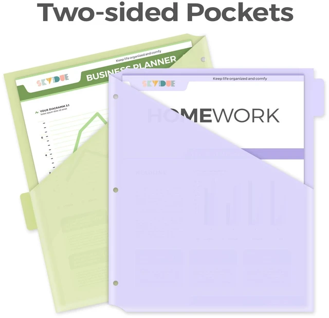 Alt view image 7 of 7 - 6 Tabs Dividers with Two Pockets, Plastic Binder Dividers, 3 Sets Dividers for 3 Ring Binders,Extend Beyond Sheet Protectors, Binder Organizer for School Office and Home Organization