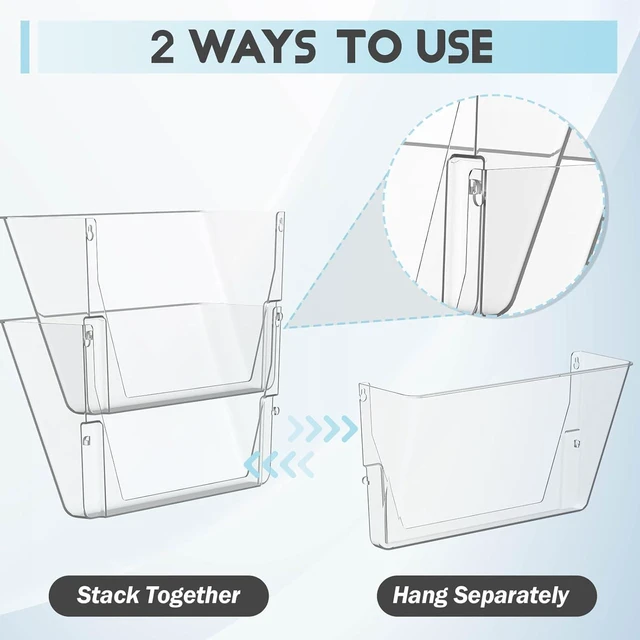 Alt view image 3 of 7 - 5 Pockets Acrylic Wall File Organizer Clear File Holder for Office