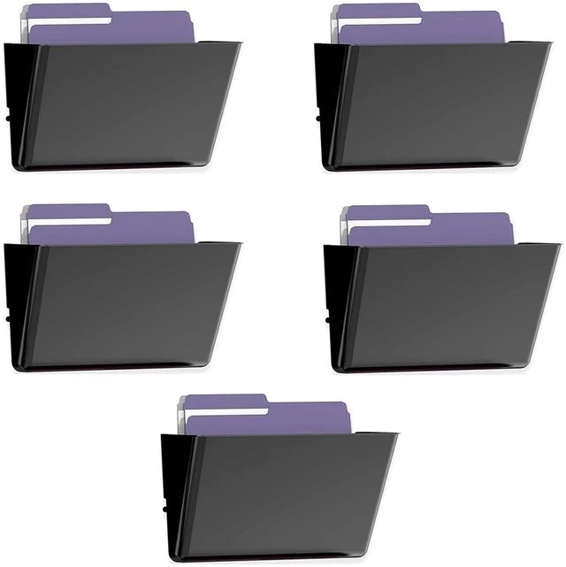 Main image of 5 Pockets Acrylic Wall File Organizer, Wall File Holder Black Single Wall File Organizer Save Space Sturdy Acrylic Material