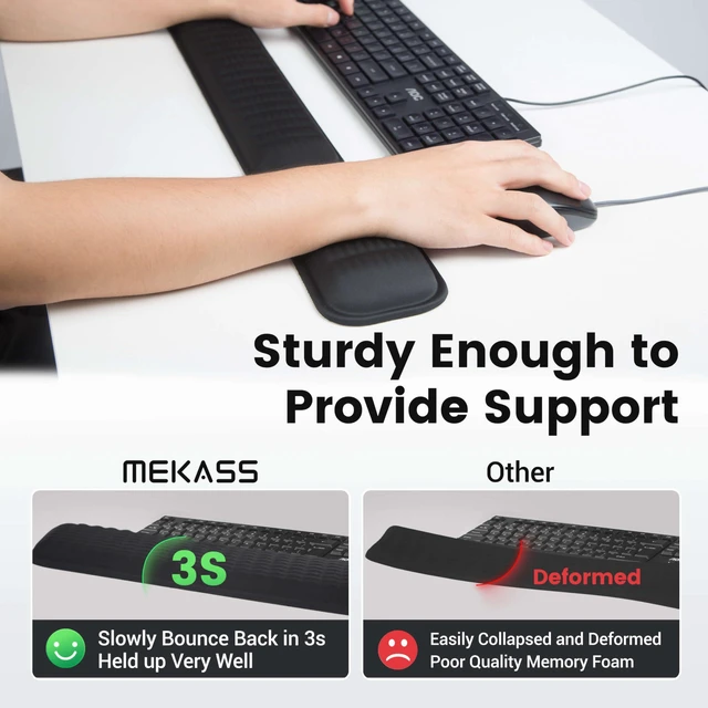 Alt view image 6 of 7 - Ergonomic Wrist Rest for Keyboard and Mouse, Soft Memory Foam Keyboard Wrist Rest Set with Non-Slip Silicone Base, Easy Typing, Pain Relief, Comfort for Office, Work, Gaming (Blue)