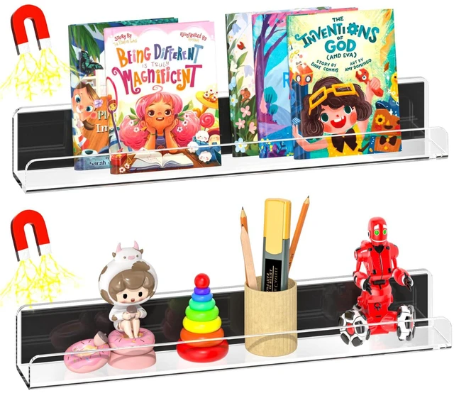 Main image of Magnetic Book Shelf for Whiteboard, 2 Pack Clear Magnetic Bookshelf Metal, Reusable, Bookshelf, Book Display, Holder, for Teacher Kids, Classroom, Refrigerator, Office, Clear