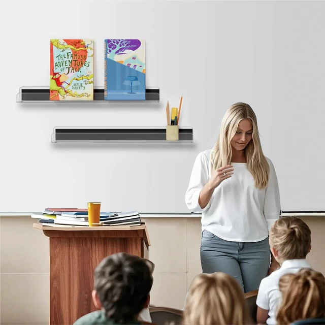 Alt view image 7 of 7 - Magnetic Book Shelf for Whiteboard, 2 Pack Clear Magnetic Bookshelf Metal, Reusable, Bookshelf, Book Display, Holder, for Teacher Kids, Classroom, Refrigerator, Office, Clear