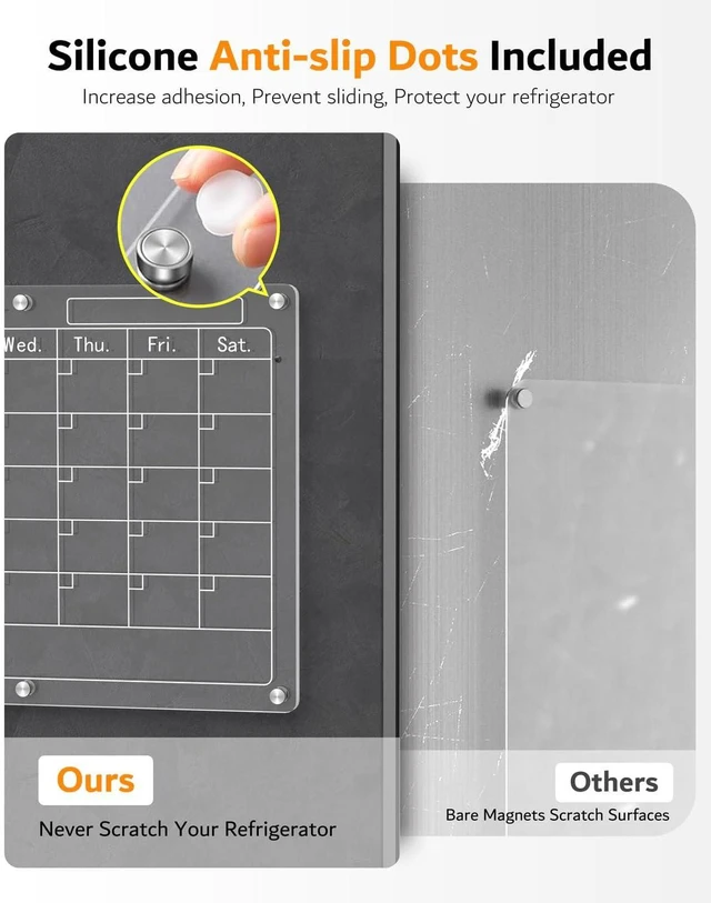 Alt view image 3 of 7 - Magnetic Calendar for Refrigerator,2 Pack 11"x15" Clear Fridge Calendar Dry Erase Magnetic Planning Boards Set(Monthly Planner+Blank Memo Board)