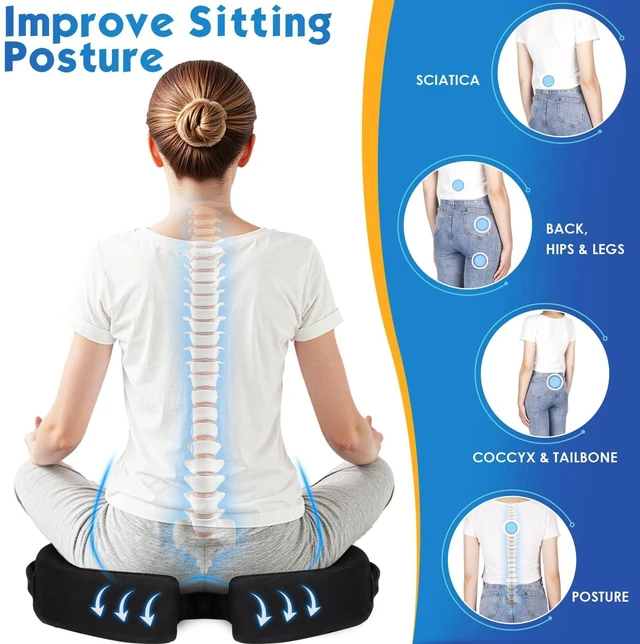 Alt view image 6 of 7 - Seat Cushion for Office Chair, Car, Memory Foam, Black XX-Large For Back, Coccyx, Sciatica, Tailbone Pain, Ergonomic Design, Non-Slip, Desk Wheelchair Use, Supportive Butt Pillow, For Man