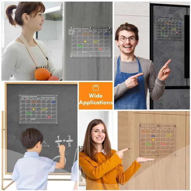 Alt view image 7 of 7 - Magnetic Calendar for Refrigerator,2 Pack 11"x15" Clear Fridge Calendar Dry Erase Magnetic Planning Boards Set(Monthly Planner+Blank Memo Board)