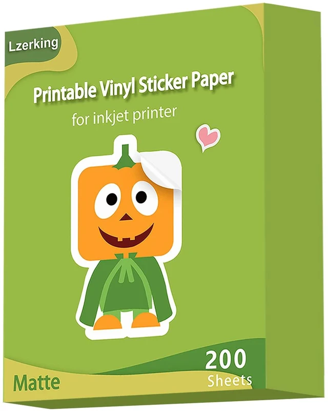 Main image of Matte Printable Vinyl Sticker Paper 200 Sheets, Waterproof White Sticker Paper for Inkjet & Laser Printers, Bulk 8.5" x 11" for DIY, Labels & Small Business Use, Vivid Colors, Quick Dry