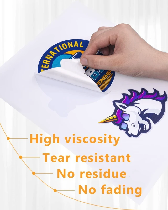 Alt view image 5 of 7 - Matte Printable Vinyl Sticker Paper 200 Sheets, Waterproof White Sticker Paper for Inkjet & Laser Printers, Bulk 8.5" x 11" for DIY, Labels & Small Business Use, Vivid Colors, Quick Dry