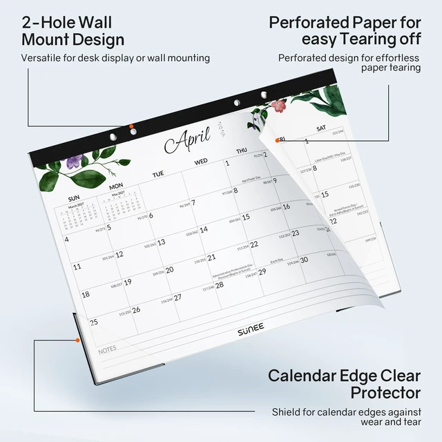 Alt view image 7 of 7 - Desk Calendar 2026-2027 3 Packs - 18 Month Calendar Oct 2026 - Mar 2028, 17" x 12" Desktop Calendar with Notes, for Planning, Organizing in Family, School or Office - Greenery 2026-2027 Calendar