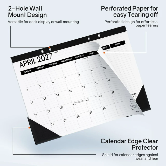 Alt view image 6 of 7 - Desk Calendar 2026-2027 3 Packs - 18 Month Calendar Oct 2026 - Mar 2028, 17" x 12" Desktop Calendar with Notes, for Planning, Organizing in Family, School or Office - Black 2026-2027 Calendar