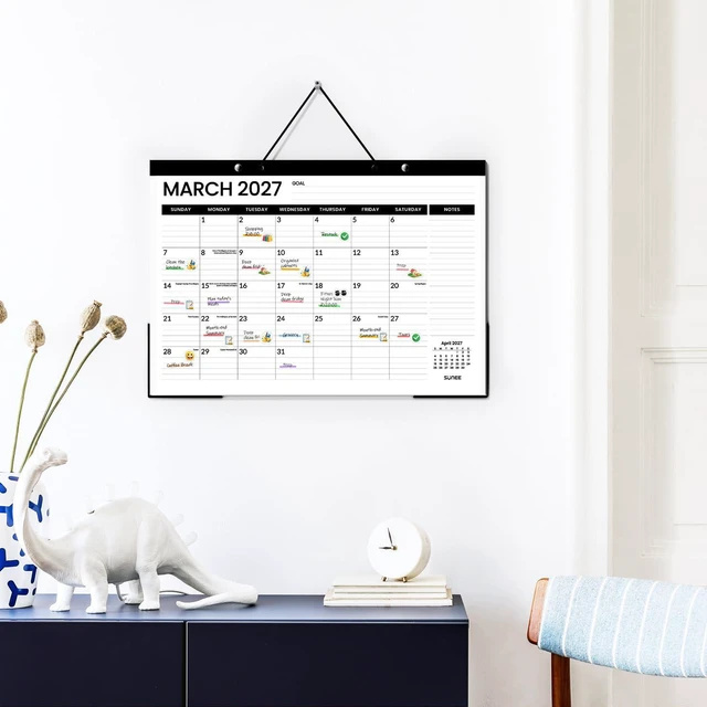 Alt view image 5 of 7 - Desk Calendar 2026-2027 3 Packs - 18 Month Calendar Oct 2026 - Mar 2028, 17" x 12" Desktop Calendar with Notes, for Planning, Organizing in Family, School or Office - Black 2026-2027 Calendar