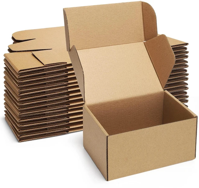Main image of Shipping Boxes 6x4x3 inches Small Mailing Boxes 25 Pack Brown Cardboard Corrugated Box Mailers
