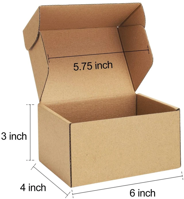 Alt view image 2 of 7 - Shipping Boxes 6x4x3 inches Small Mailing Boxes 25 Pack Brown Cardboard Corrugated Box Mailers