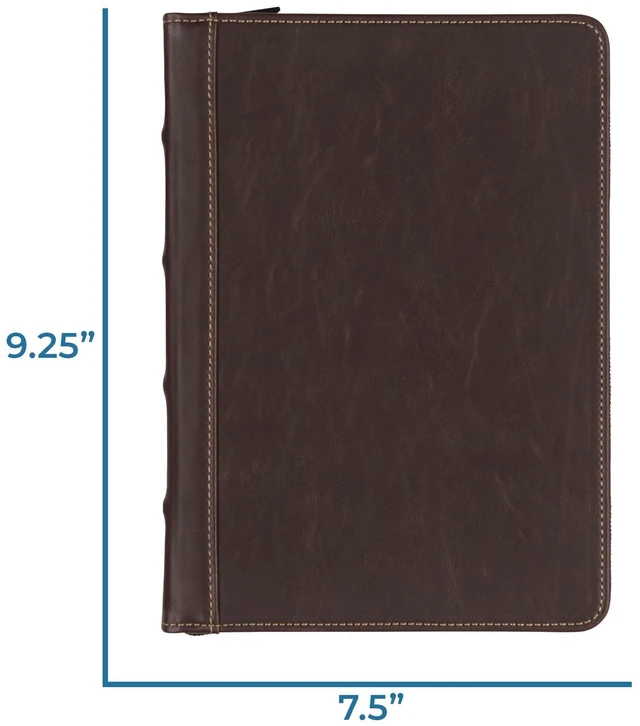 Alt view image 2 of 7 - Vintage Leather Mini 3 Ring Zipper Binder, 1 Inch Round Ring Capacity (Holds 200 Sheets), 5.5 x 8.5 Inch Documents, Notebook Organizer, Planner, Brown with Contrast Stitching