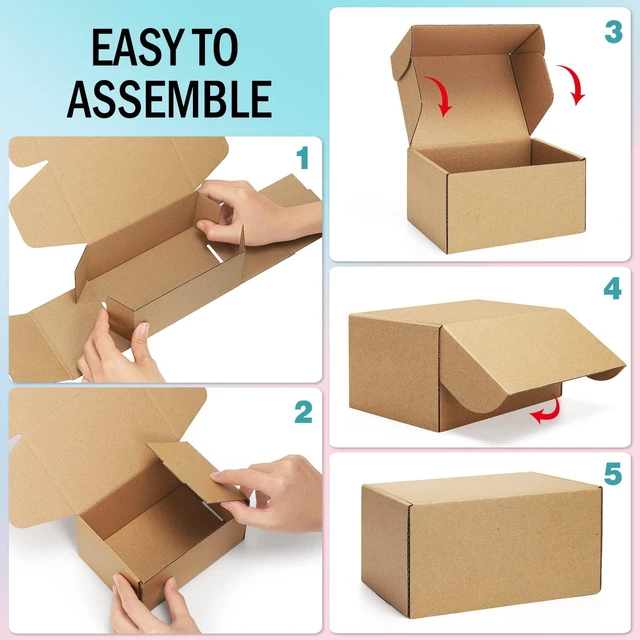 Alt view image 5 of 7 - Shipping Boxes 6x4x3 inches Small Mailing Boxes 25 Pack Brown Cardboard Corrugated Box Mailers