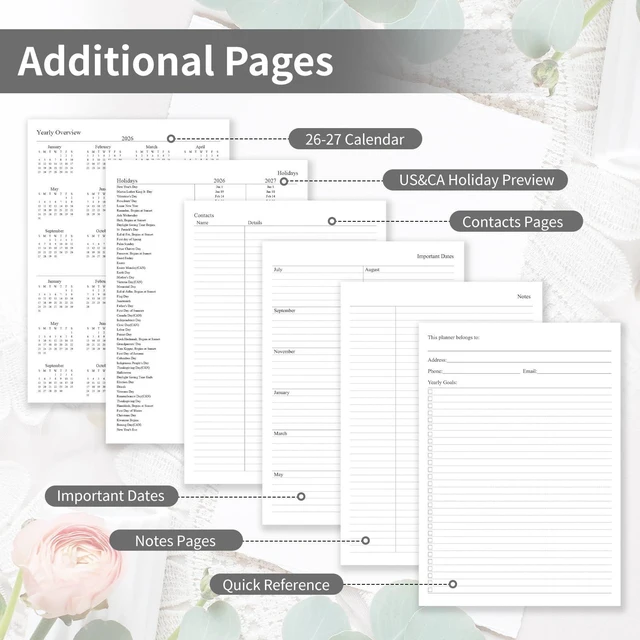 Alt view image 5 of 6 - 2026-2027 Planner, Weekly & Monthly Calendar with Tabs, 8.5"x11" Jul 2026-Jun 2027 Academic Year, A4 Large Hardcover Calendar Agenda with Date for School & Office Schedule, Black